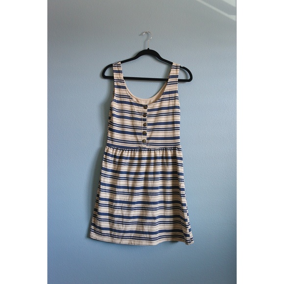 Sleeveless Blue Striped Casual Cotton Dress - Picture 2 of 4